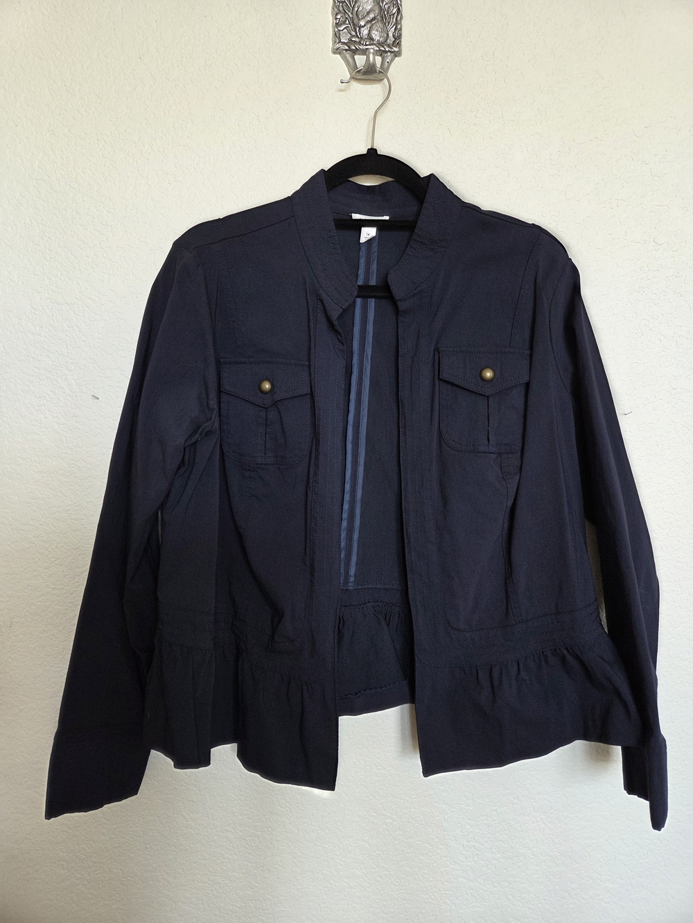 Westport Navy Utility Jacket with Peplum Hem